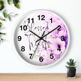 Purple Flower Bouquet - Blessed is the One - Wall Clock (Faith)