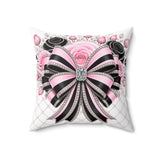 Pink Noir Couture Diamond Bow - Square Pillow