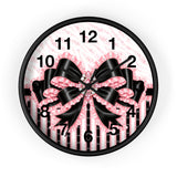 Black & Pink Ruffle Bow Couture | Pink Zebra Print - Wall Clock