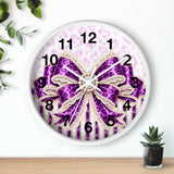 Purple Leopard Bow Couture - Wall Clock