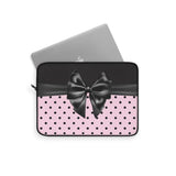 Laptop Sleeve-Glam Black Bow-Soft Pink-Black Polka Dots