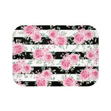 Pretty Pink Roses -Black Stripes - Bath Mat