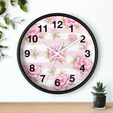 Blush Pink Garden Dream Stripes - Wall Clock