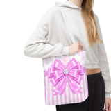 Orchid Lilac Damask Bow - Tote Bag