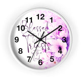 Purple Flower Bouquet - Blessed is the One - Wall Clock (Faith)
