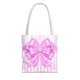 Orchid Lilac Damask Bow - Tote Bag