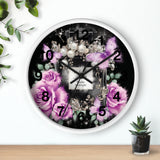 Wall Clock - Purple Midnight Roses - Perfume Bottle Black
