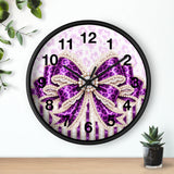 Purple Leopard Bow Couture - Wall Clock