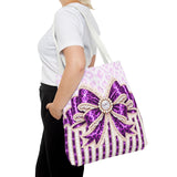 Purple Leopard Bow Couture - Tote Bag