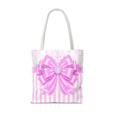 Orchid Lilac Damask Bow - Tote Bag