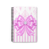 Orchid Lilac Damask Bow - Spiral Notebook