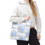 Powder Blue Sugar Blossom Stripes - Tote Bag