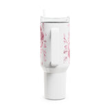 Glam Cup Tumbler, 40oz - Soft Pink Floral Mauve - White