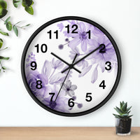 Wall Clock-Purple Floral Watercolor