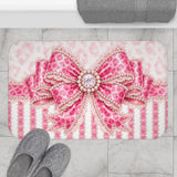 Pink Leopard Bow Couture - Bath Mat