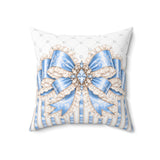Celestial Blue Diamond | Damask Bow Couture - Square Pillow