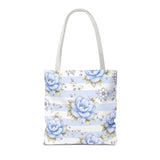 Powder Blue Sugar Blossom Stripes - Tote Bag