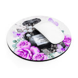 Mouse Pad - Purple Midnight Roses - Perfume Bottle White