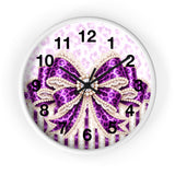Purple Leopard Bow Couture - Wall Clock