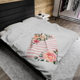 Plush Blanket-Pink Cream Floral Dream-Stripes
