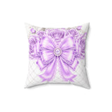 Lavender Lace Diamond Bow - Square Pillow
