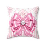 Princess Pink Damask Bow - Square Pillow