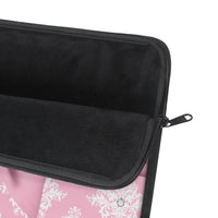 Laptop Sleeve-Glam Pink Mauve Bow-White Damask Diamonds