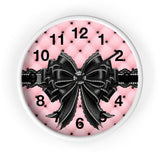 Obsidian Lace Bow in Princess Pink - Wall Clock