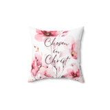 Square Pillow - Chosen in Christ - Berry Floral Watercolor