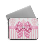 Princess Pink Damask Bow - Laptop Sleeve