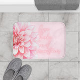 Bath Mat - Pink Dahlia Glitter - Give Thanks in all Circumstances