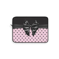 Laptop Sleeve-Glam Black Bow-Soft Pink-Black Polka Dots