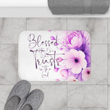 Purple Flower Bouquet - Blessed is the One - Bath Mat (Faith)