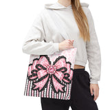 Ballet Pink Black Ruffle Leopard Bow Couture - Tote Bag