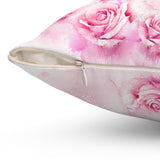 Square Pillow - Pink & Blush Perfume Bottle - Blessed Black