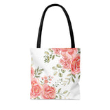 Tote Bag-Luscious Pink Floral-Gold Trim