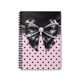 Black Satin Diamond Bow Pink Polka Dots - Spiral Notebook (Small)
