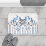 Celestial Blue Diamond | Damask Bow Couture - Bath Mat
