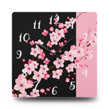 Acrylic Wall Clock-Pink Floral Blossoms-Pink & Black