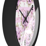 Lilac Sugar Blossom Stripes - Wall Clock