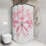 Candy Stripe Pink Couture Bow - Shower Curtains