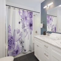 Shower Curtains-Purple Floral Watercolor