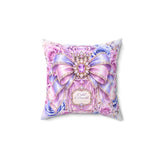 Orchid Periwinkle Perfume Bottle - Diamond Bow Couture - Square Pillow