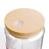Pink Rose - Glass Tumbler w/Straw
