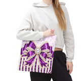 Purple Leopard Bow Couture - Tote Bag