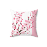 Square Pillow-Pink Floral Blossoms-White & Pink