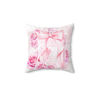 Square Pillow - Pink Blush & Roses Perfume Bottle - Blessed