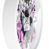Wall Clock - Purple Midnight Roses - Perfume Bottle White