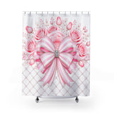 Candy Stripe Pink Couture Bow - Shower Curtains