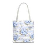 Powder Blue Sugar Blossom Stripes - Tote Bag